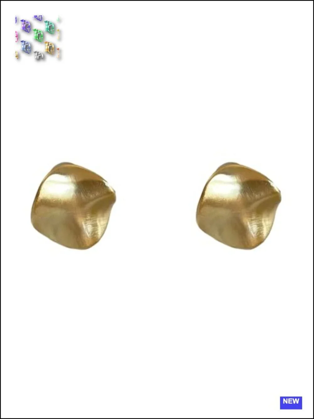 Chunky Gold Coin Hammered Curved Statement Stud Earrings for Women